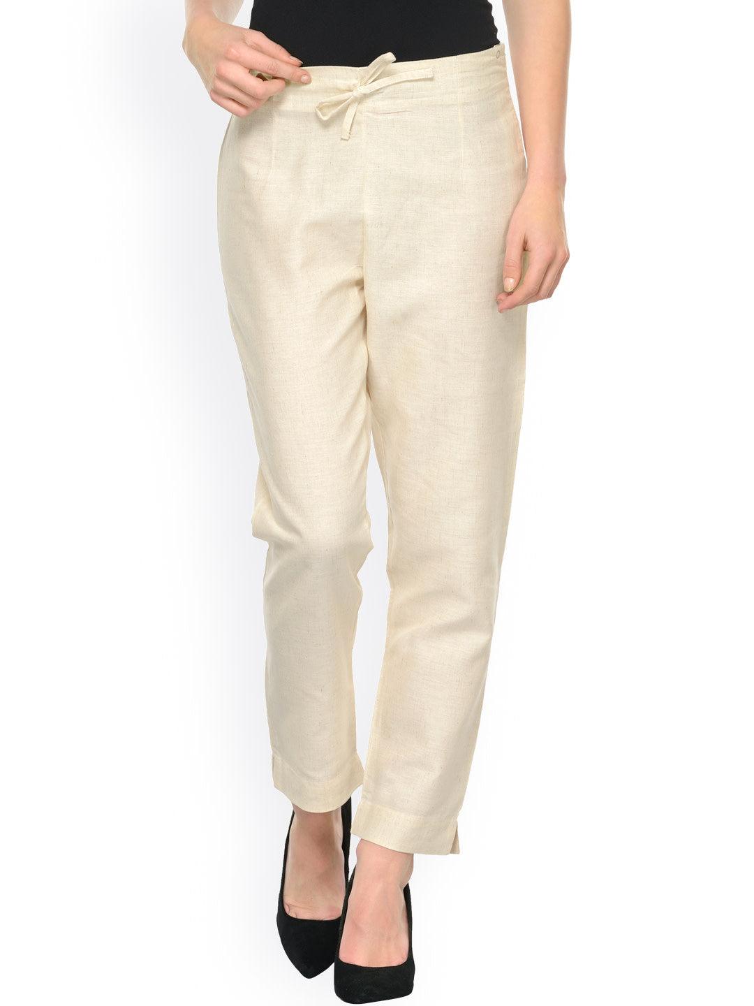 Women's Pack Of 2 Cigarette Trousers In Off-White And Black - Noz2Toz - Indiakreations