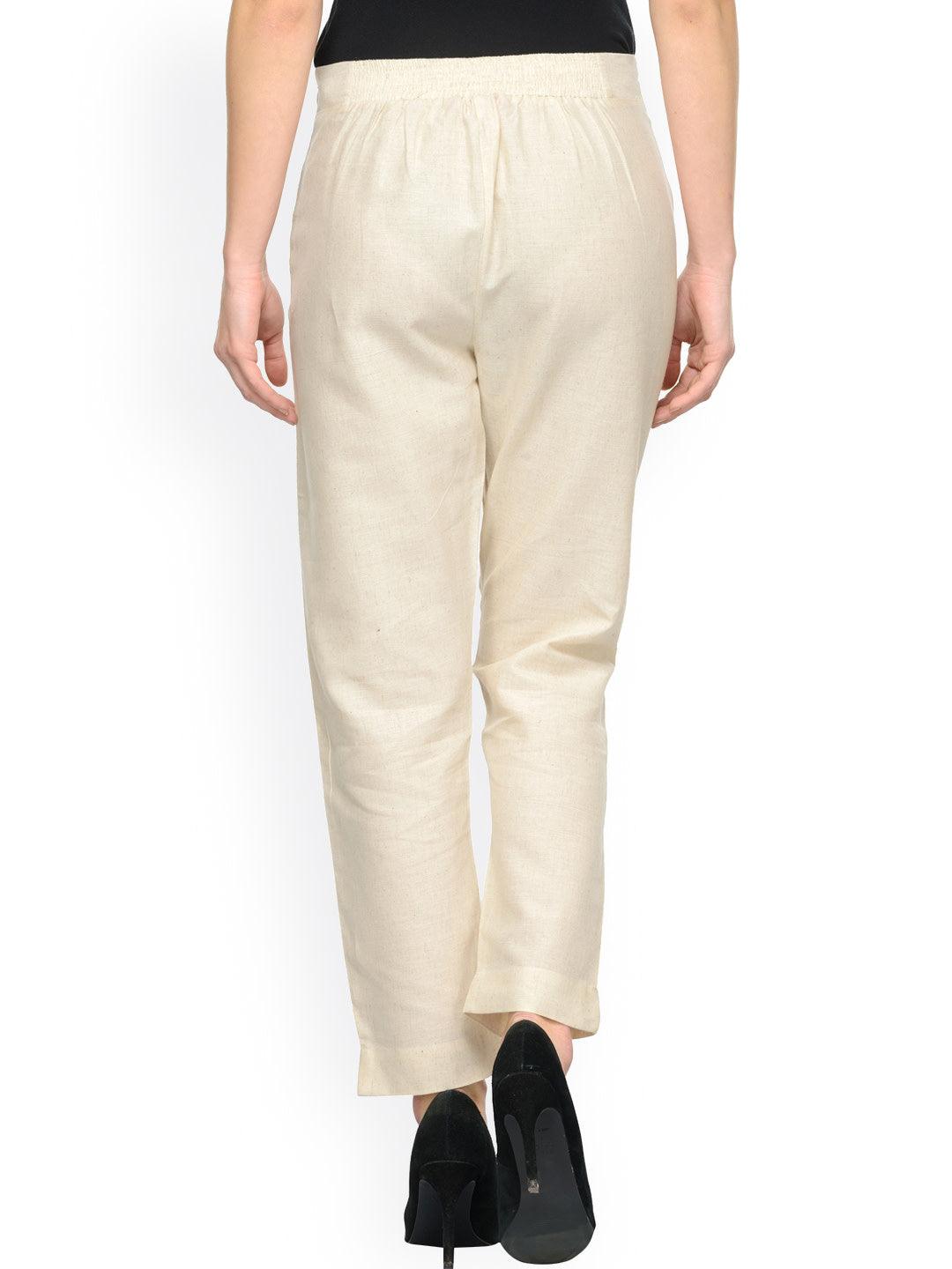 Women's Pack Of 2 Cigarette Trousers In Off-White And Black - Noz2Toz - Indiakreations