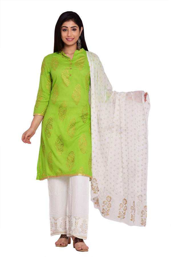 Women's Ethnic Kurta With Palazzo And Dupatta-Noz2Toz