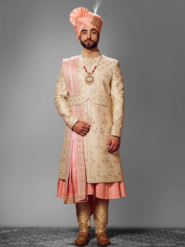 Cream Exquisite Mens Ethnic Sherwani