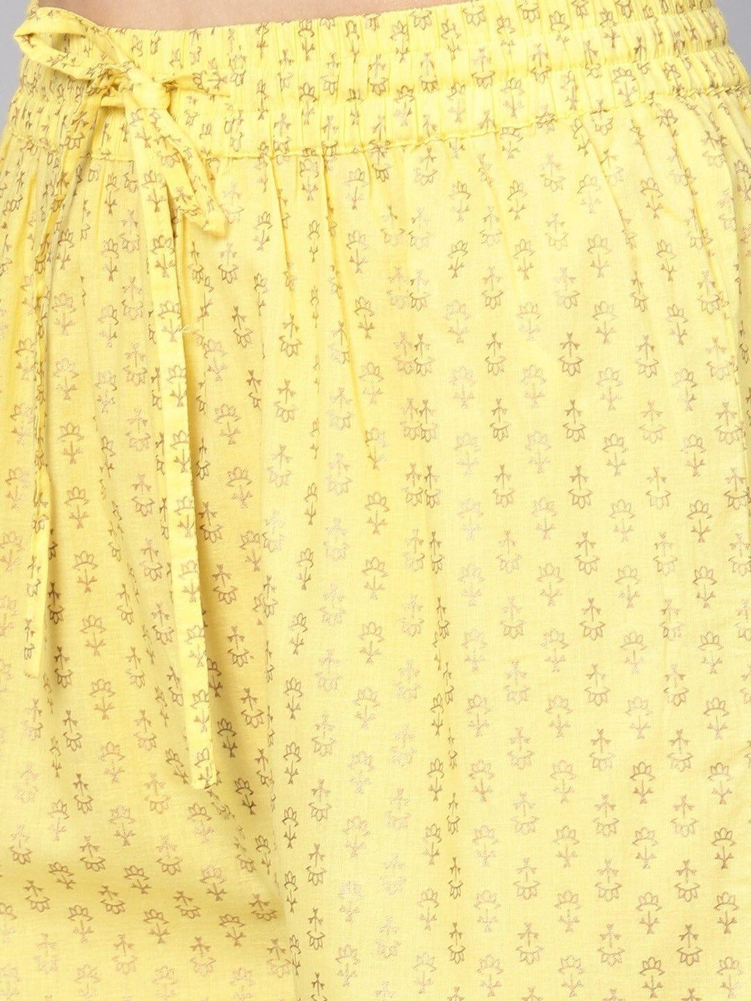 Varanga Women Yellow Floral Printed Kurta with Palazzos - Indiakreations