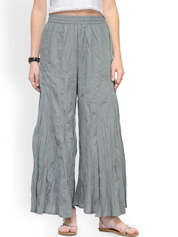 Varanga Women Grey Flared Ethnic Palazzos - Indiakreations