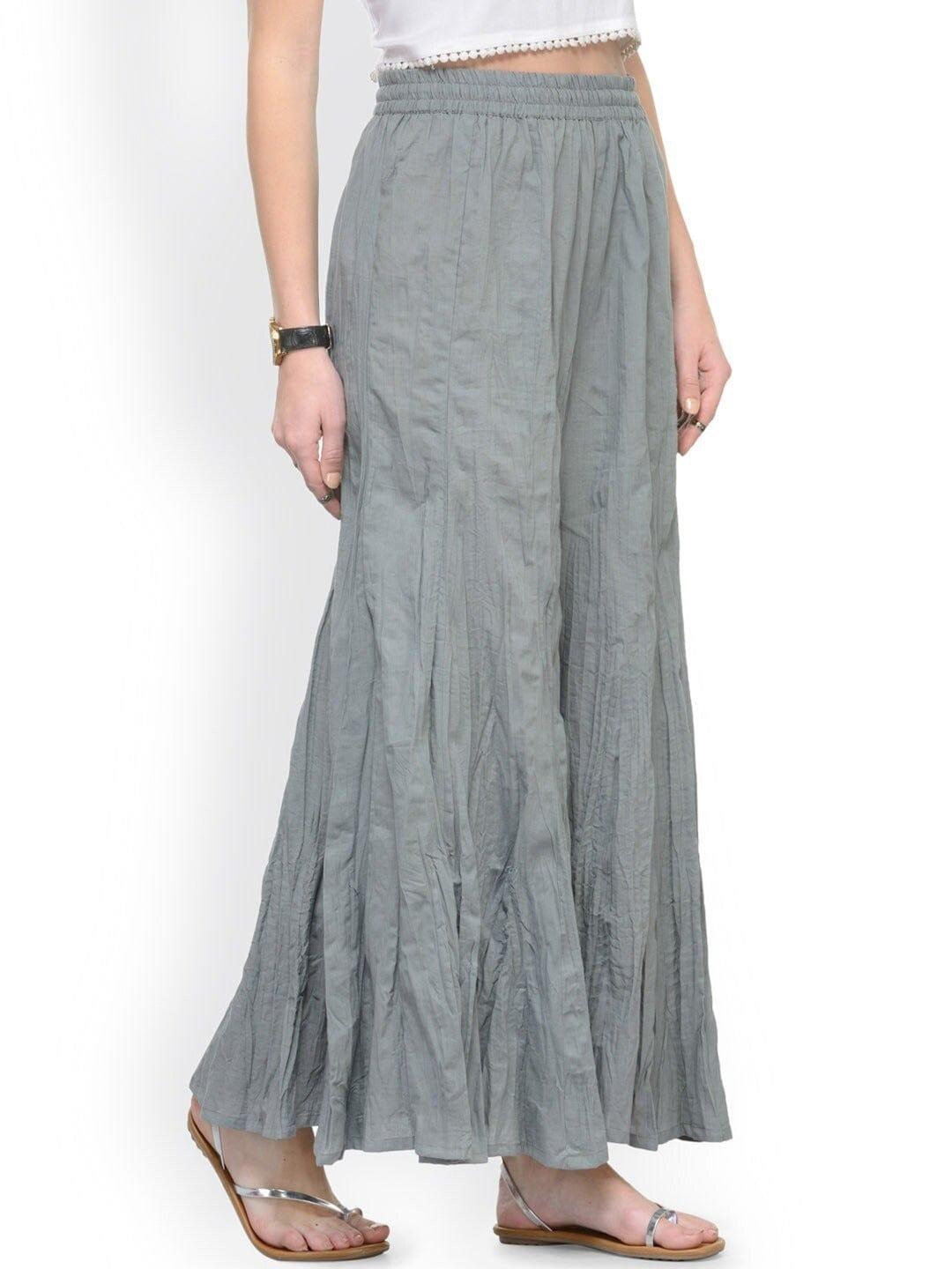 Varanga Women Grey Flared Ethnic Palazzos - Indiakreations