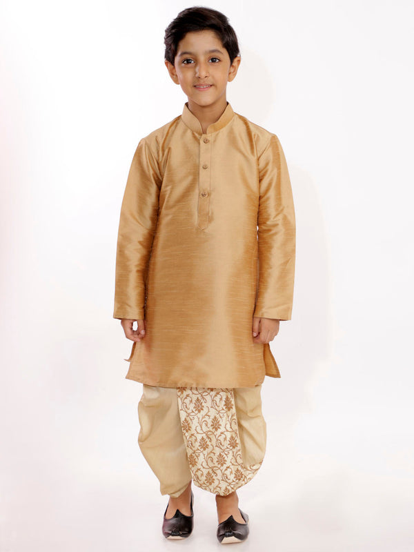 Boy's Gold Traditional Embroidered Dhoti - Vastramay Boys