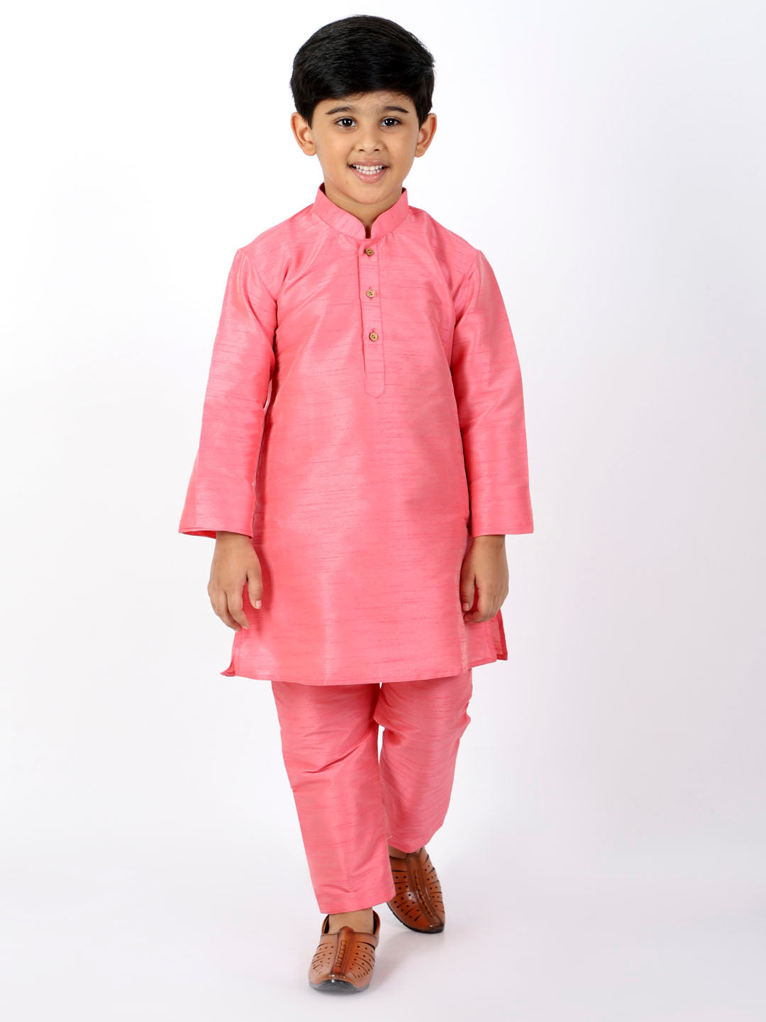 Boy's Pink Kurta Pyjama Set - Vastramay Boys