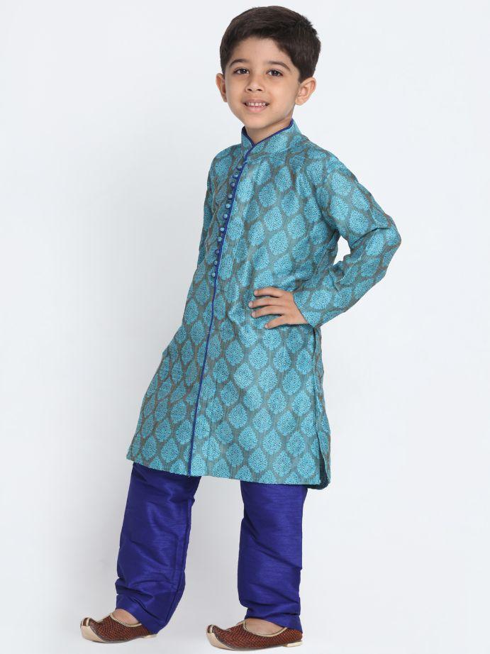 Baap Beta Light Blue Kurta And Pyjama Set - Vastramay - Indiakreations