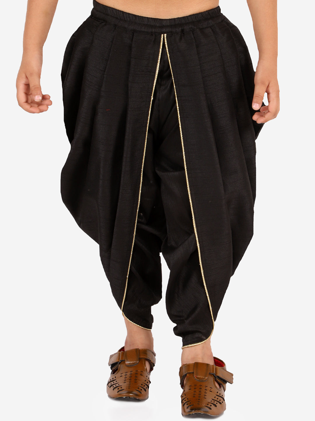 Boy's Black Silk Blend Dhoti - Vastramay Boys