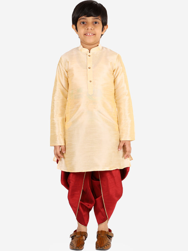 Boy's Maroon Silk Blend Dhoti - Vastramay Boys