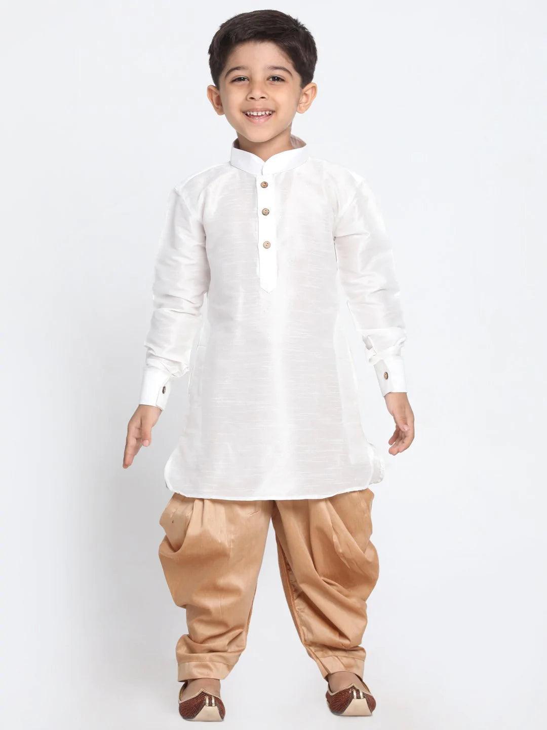 Baap Beta White Kurta And Dhoti Pant Set - Vastramay - Indiakreations