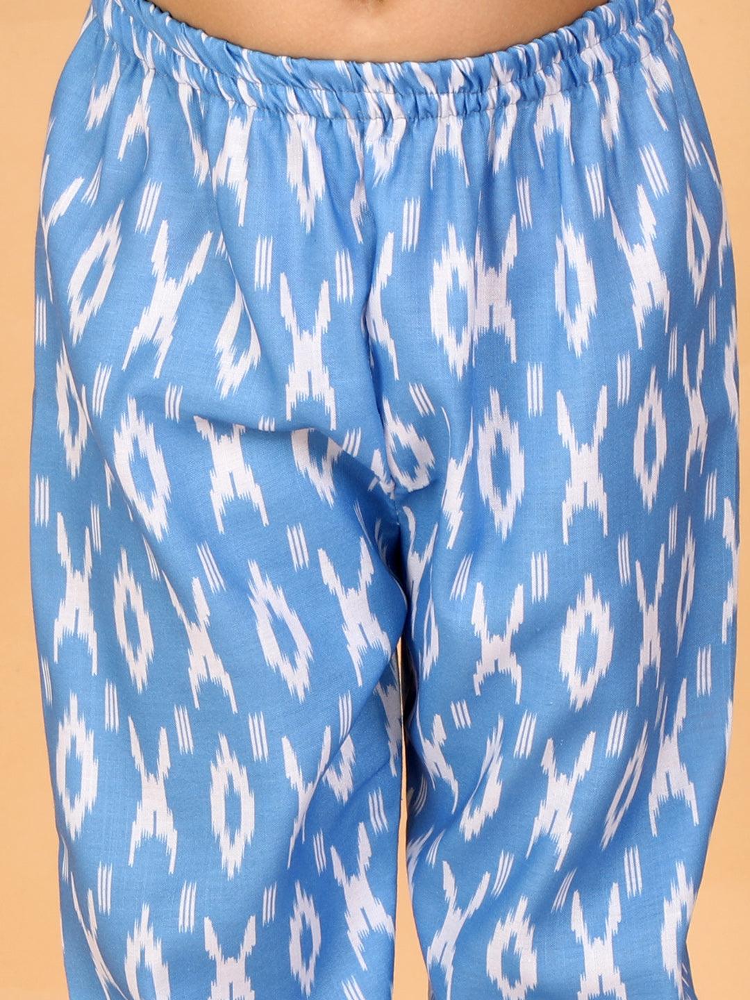 Boy's Aqua And White Jacket, Kurta and Pyjama Set & Girl's Aqua Blue Kurta And Pant Set - Vastramay - Indiakreations