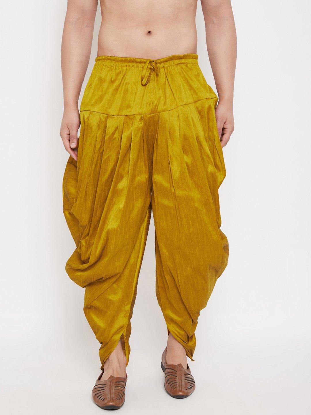 Men's Mustard Cowl Dhoti - Vastramay - Indiakreations