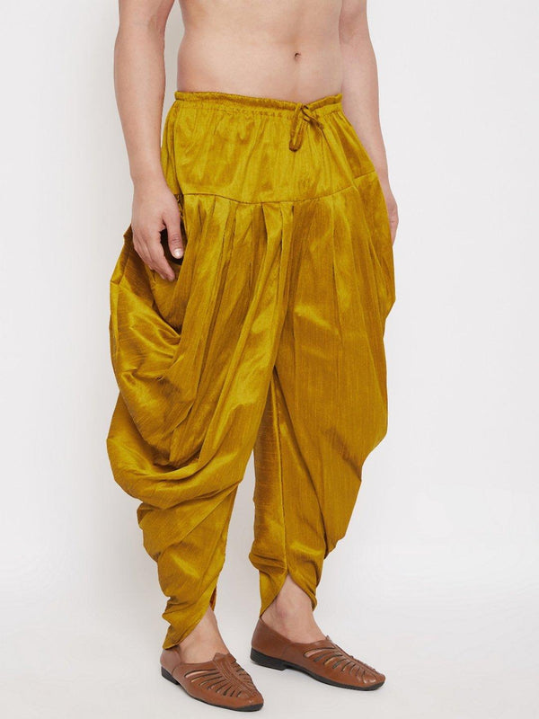 Men's Mustard Cowl Dhoti - Vastramay - Indiakreations