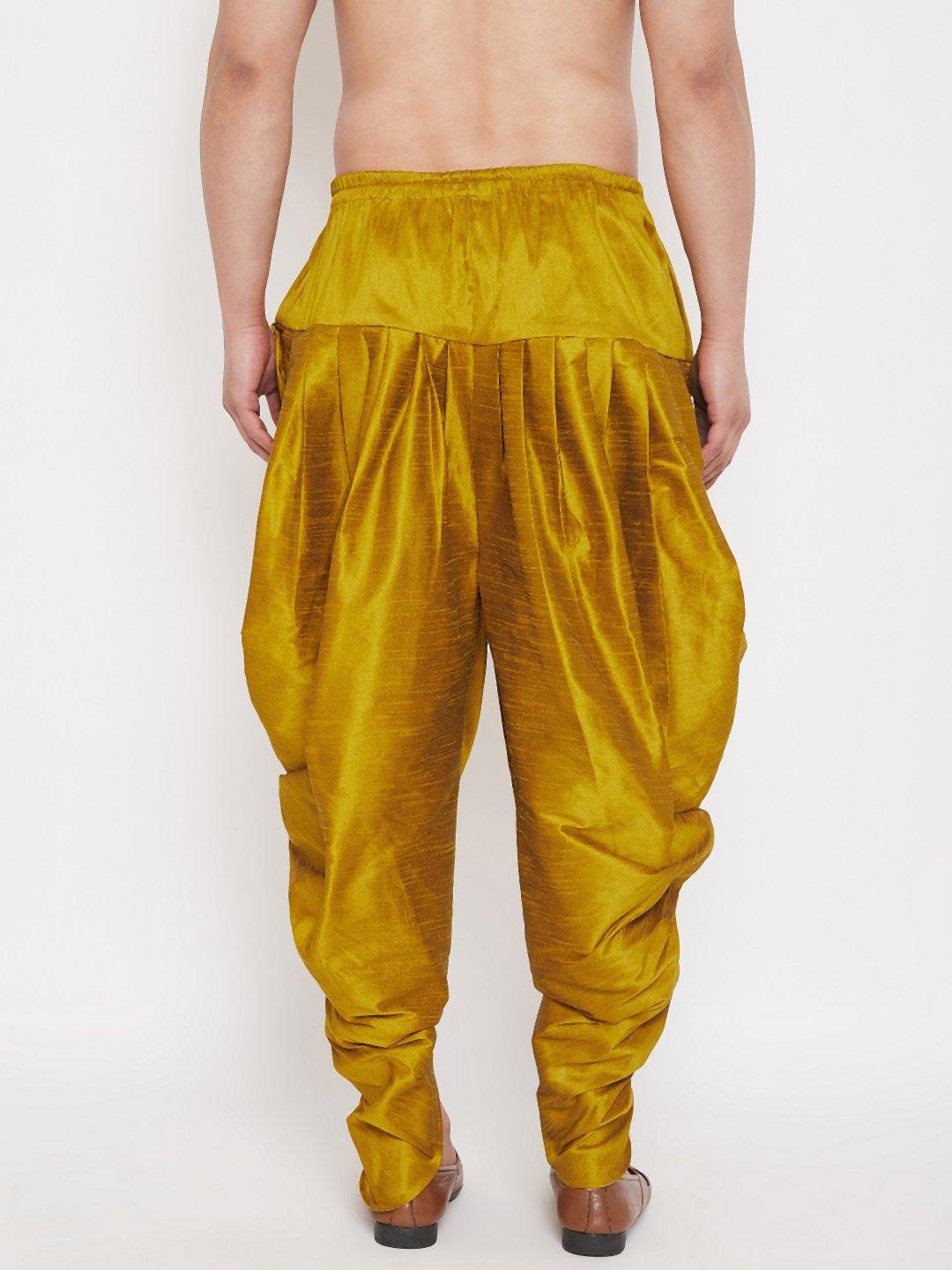 Men's Mustard Cowl Dhoti - Vastramay - Indiakreations