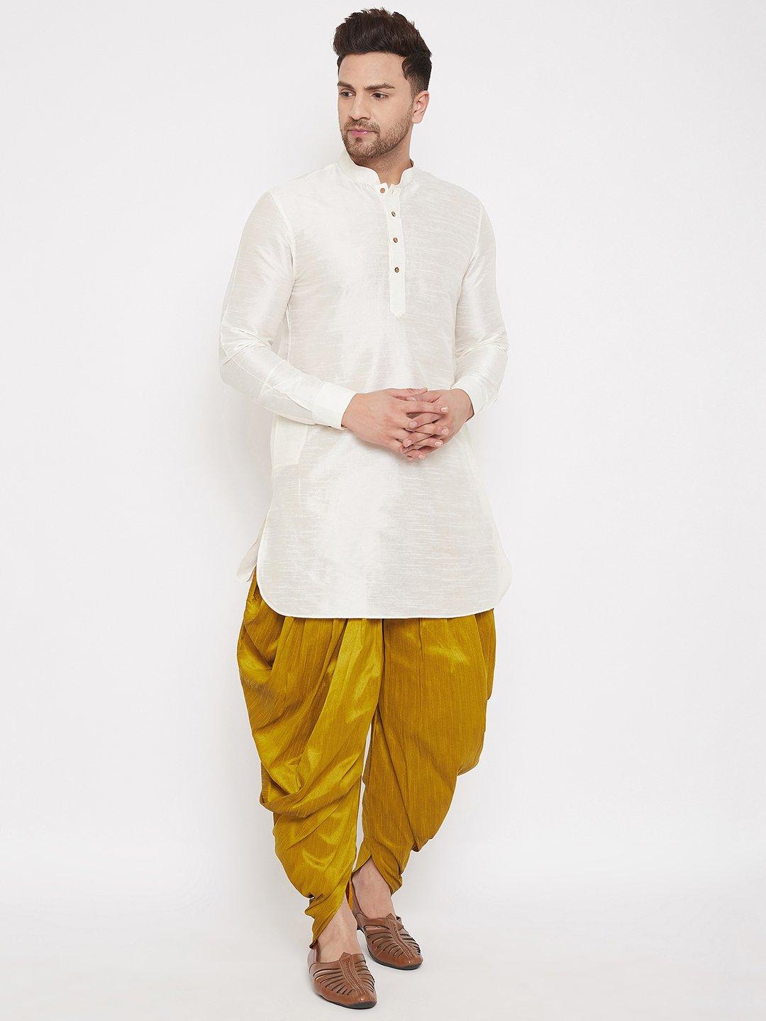 Men's Mustard Cowl Dhoti - Vastramay - Indiakreations