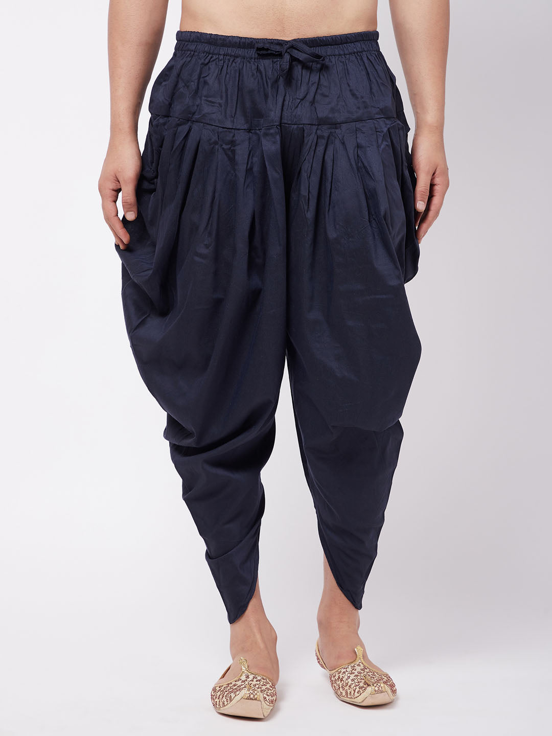 Men's Navy Blue Cowl Dhoti - Vastramay