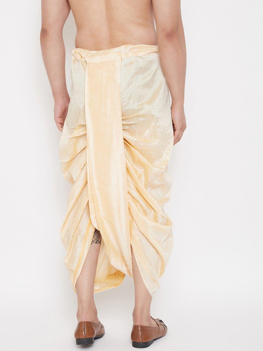 Men's Gold Embroidred Dhoti - Vastramay - Indiakreations