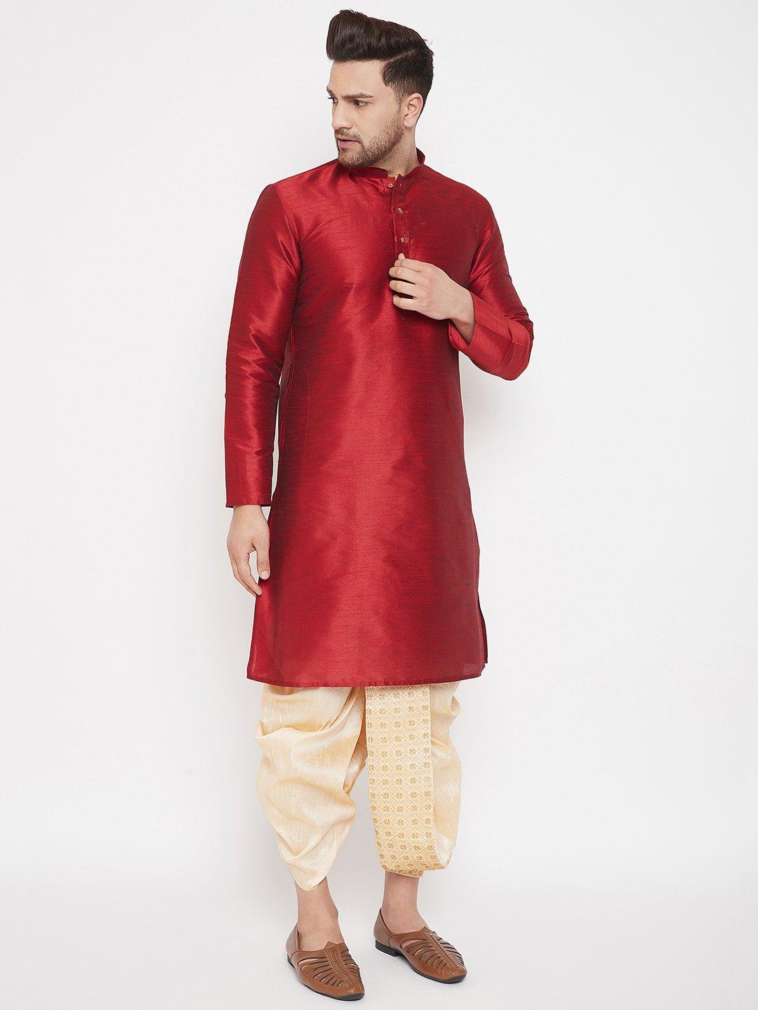 Men's Gold Embroidred Dhoti - Vastramay - Indiakreations