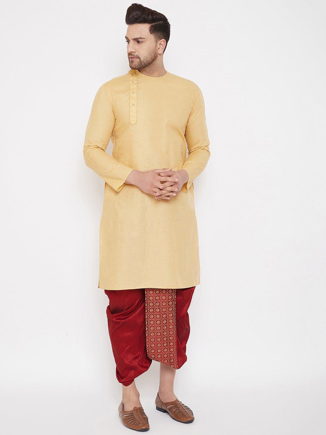 Men's Maroon Embroidred Dhoti - Vastramay - Indiakreations