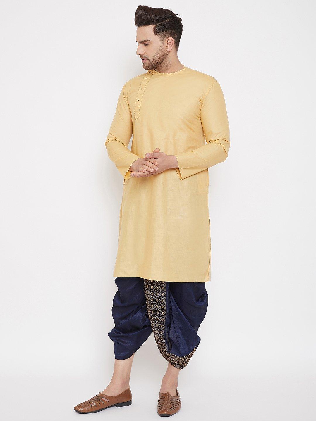 Men's Navy Blue Embroidred Dhoti - Vastramay - Indiakreations