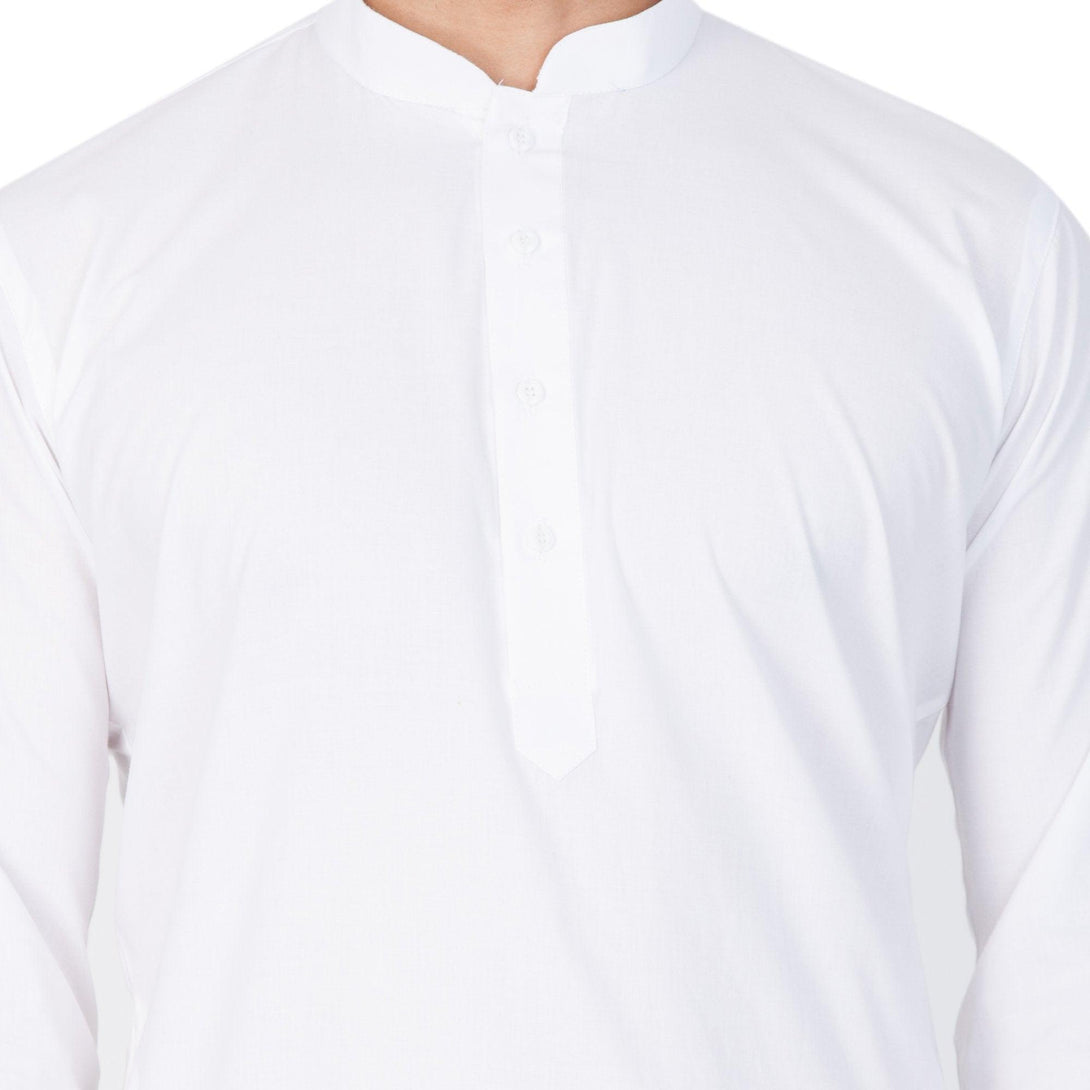 Men's White Cotton Kurta and Pyjama Set - Vastramay - Indiakreations