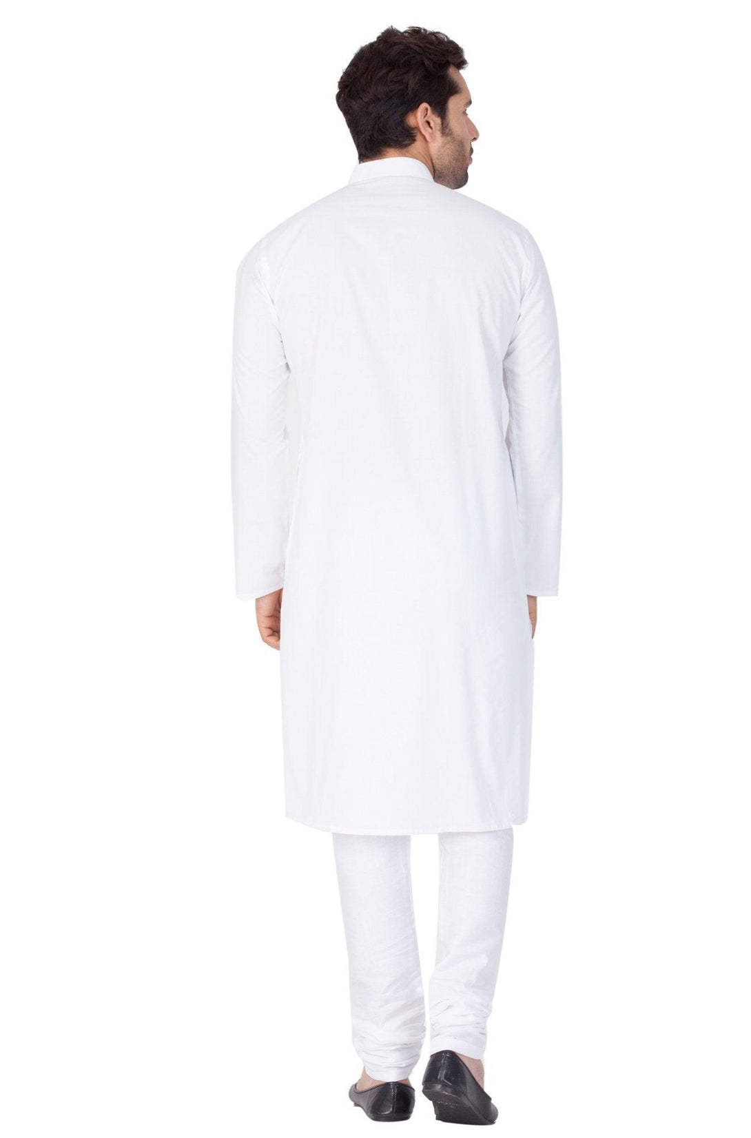 Men's White Cotton Kurta and Pyjama Set - Vastramay - Indiakreations