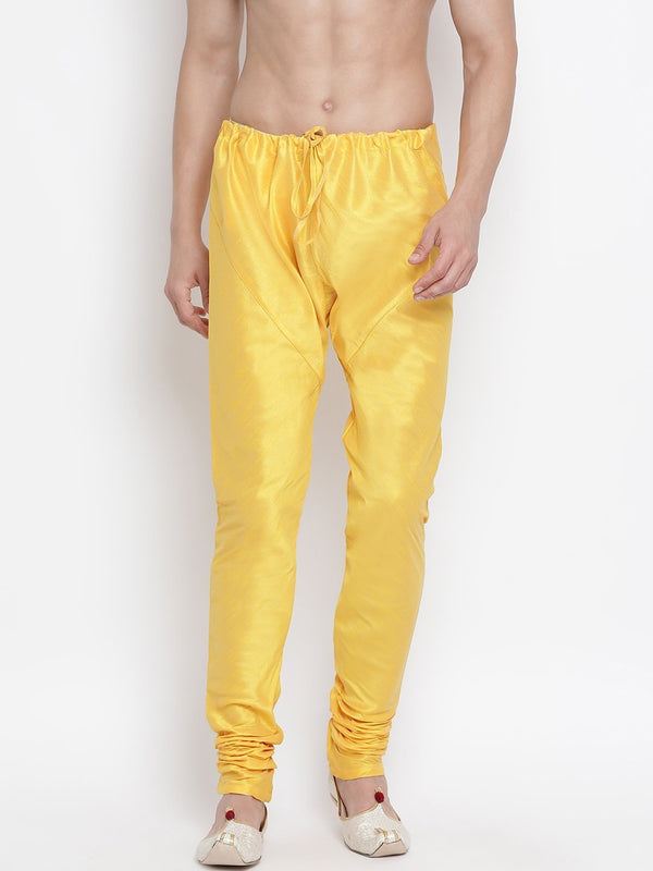 Men's Yellow Cotton Silk Blend Pyjama - Vastramay