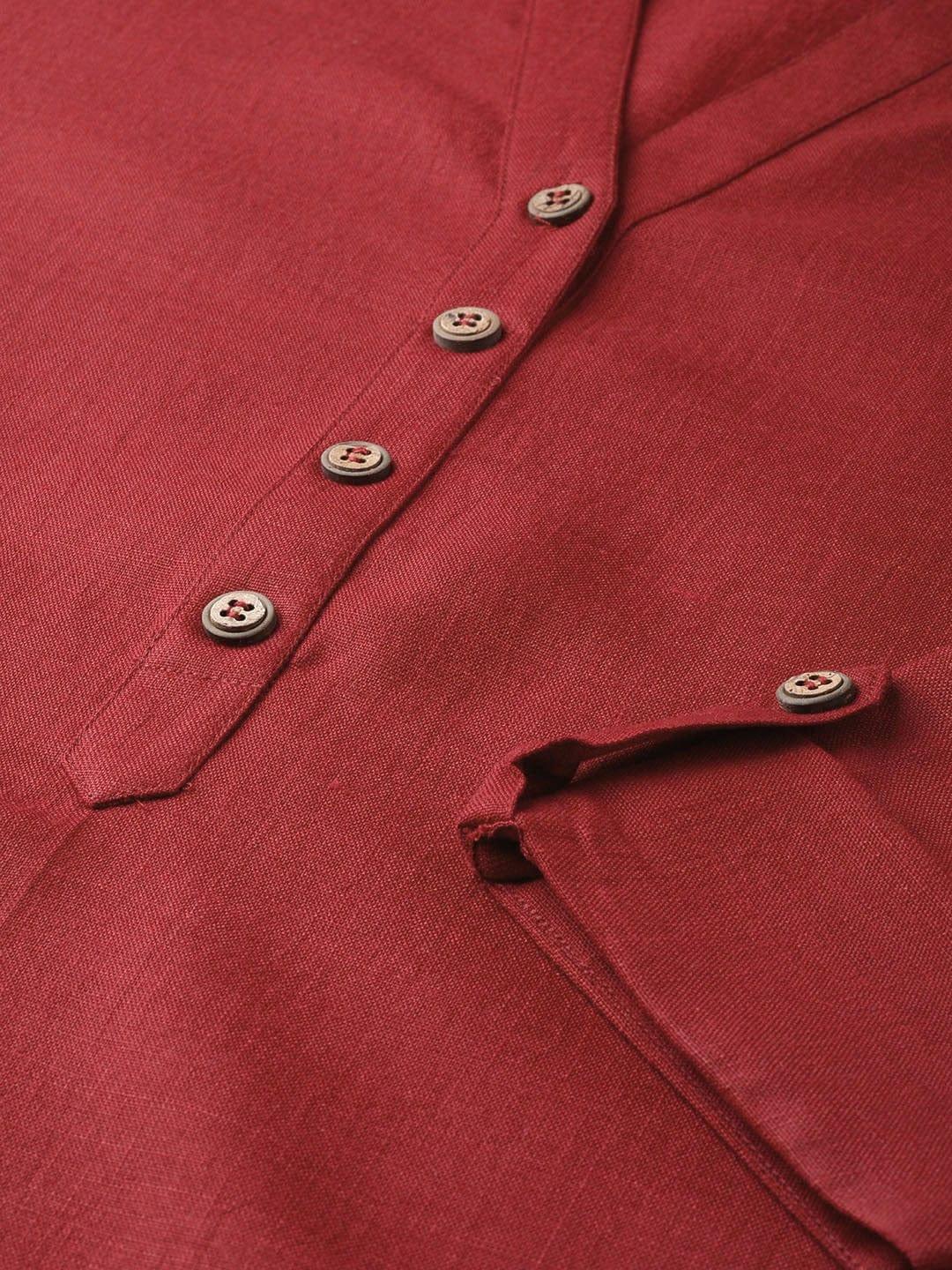 KSUT Maroon Solid Straight Kurta - Indiakreations