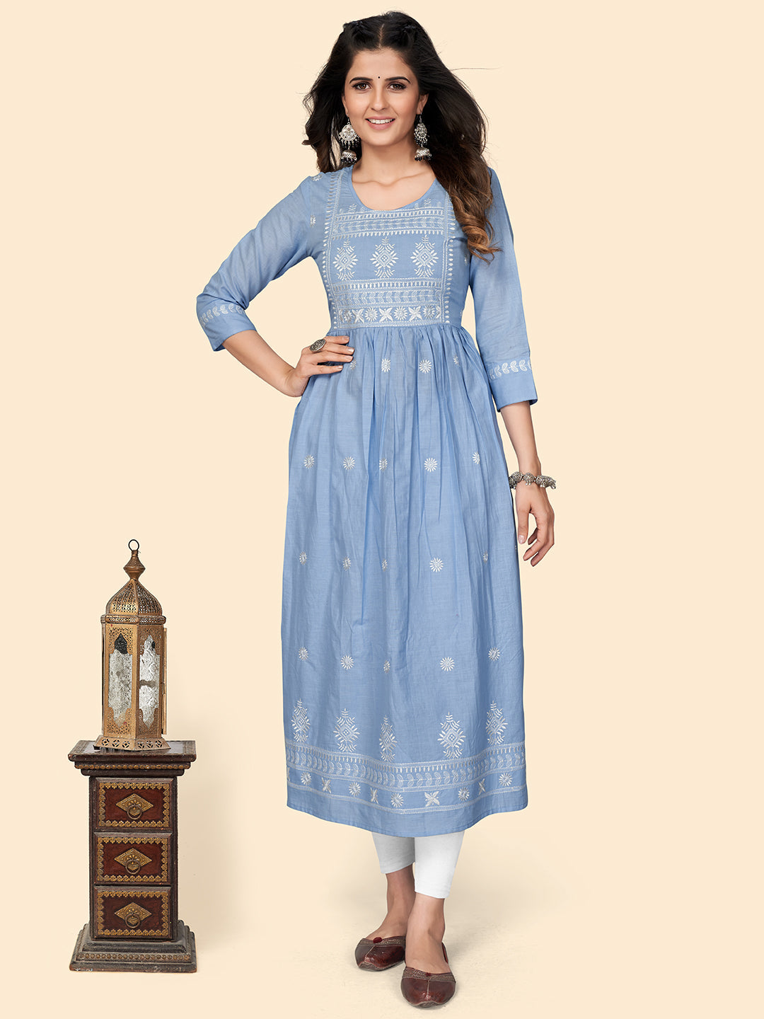 Women's Lavender Cotton Kurta By Vbuyz (1Pc)