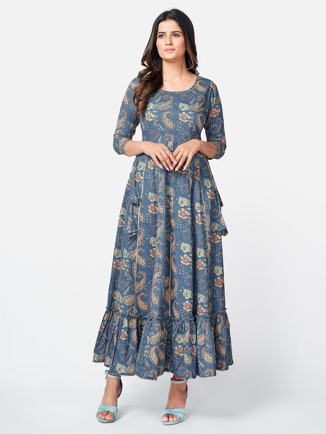 Women's Blue Anarkali Kurta Dress By Vbuyz- (1Pc Set)