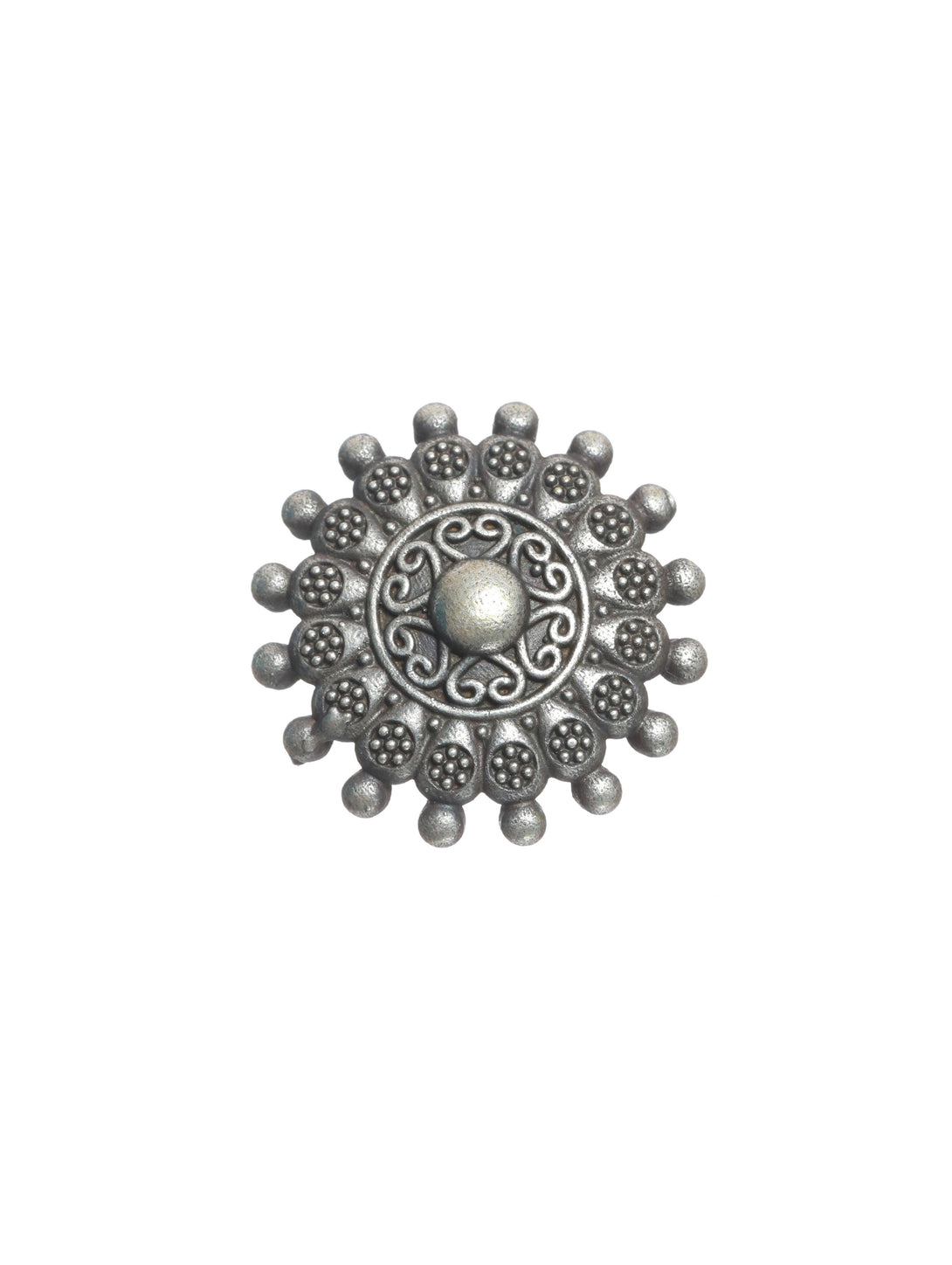 Women's Oxidized Silver-Toned & Beaded Adjustable Finger Ring - Jazz And Sizzle - Indiakreations