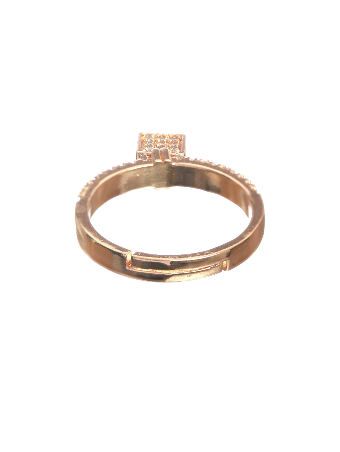 Women's Rose Gold-Plated Cz-Studded Handcrafted Adjustable Finger Ring - Jazz And Sizzle - Indiakreations