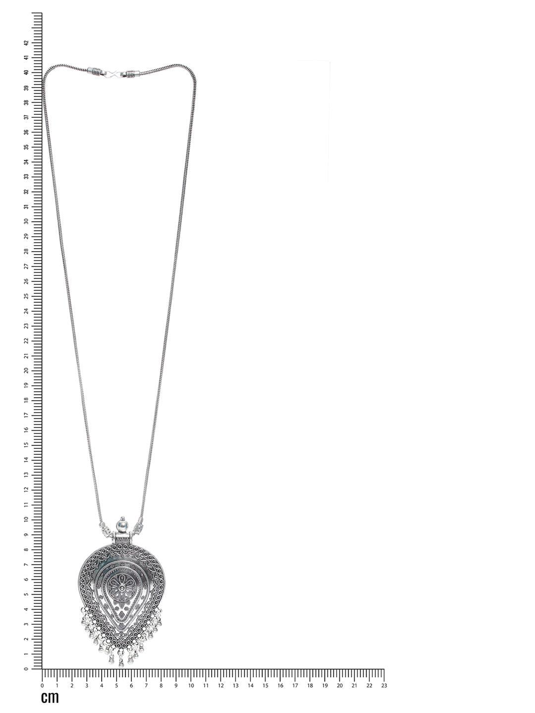 Women's Oxidised Silver-Plated Pendant With Chain - Jazz and Sizzle - Indiakreations