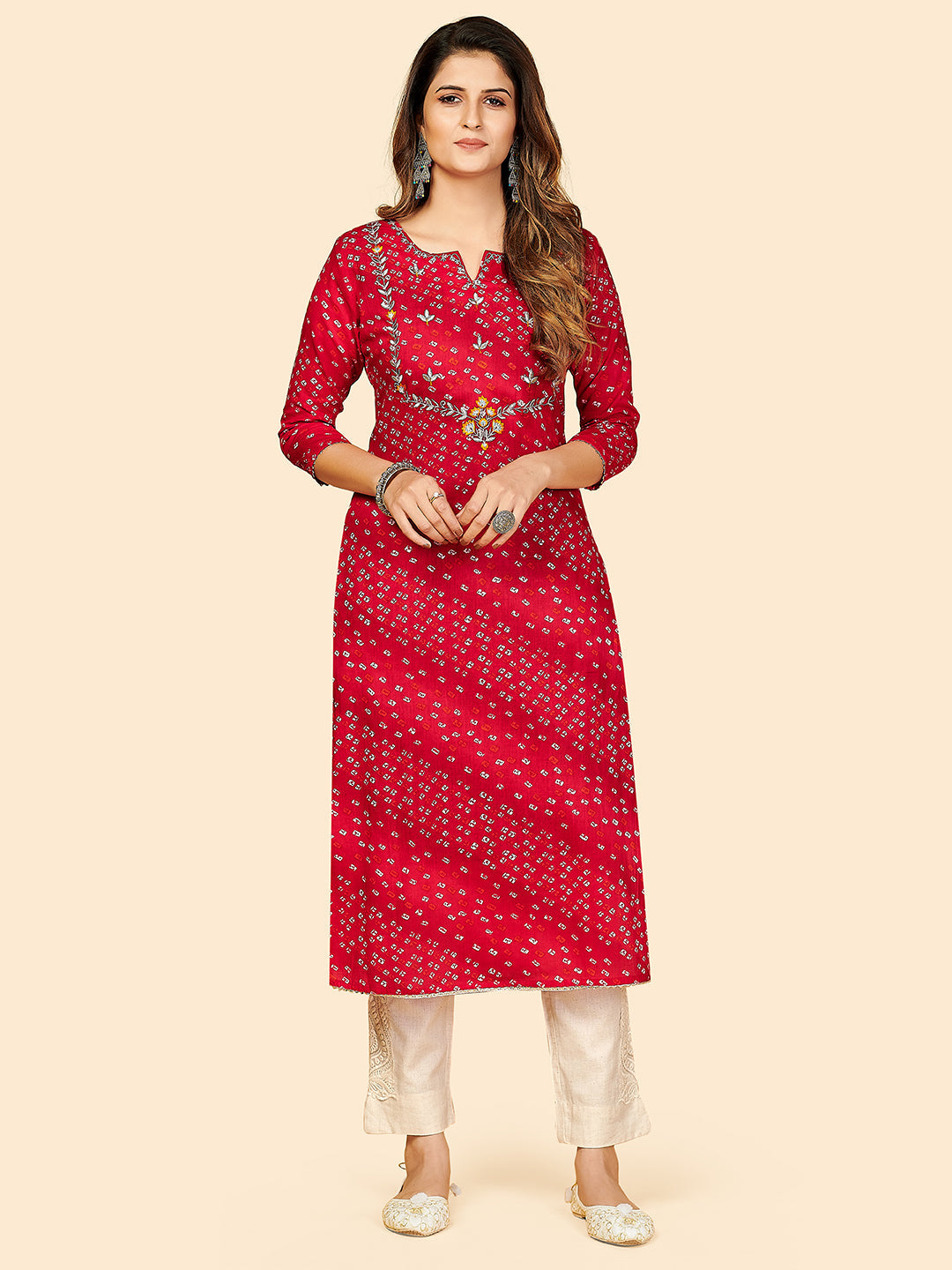 Women's Dark Pink Cotton Kurta By Vbuyz (1Pc)