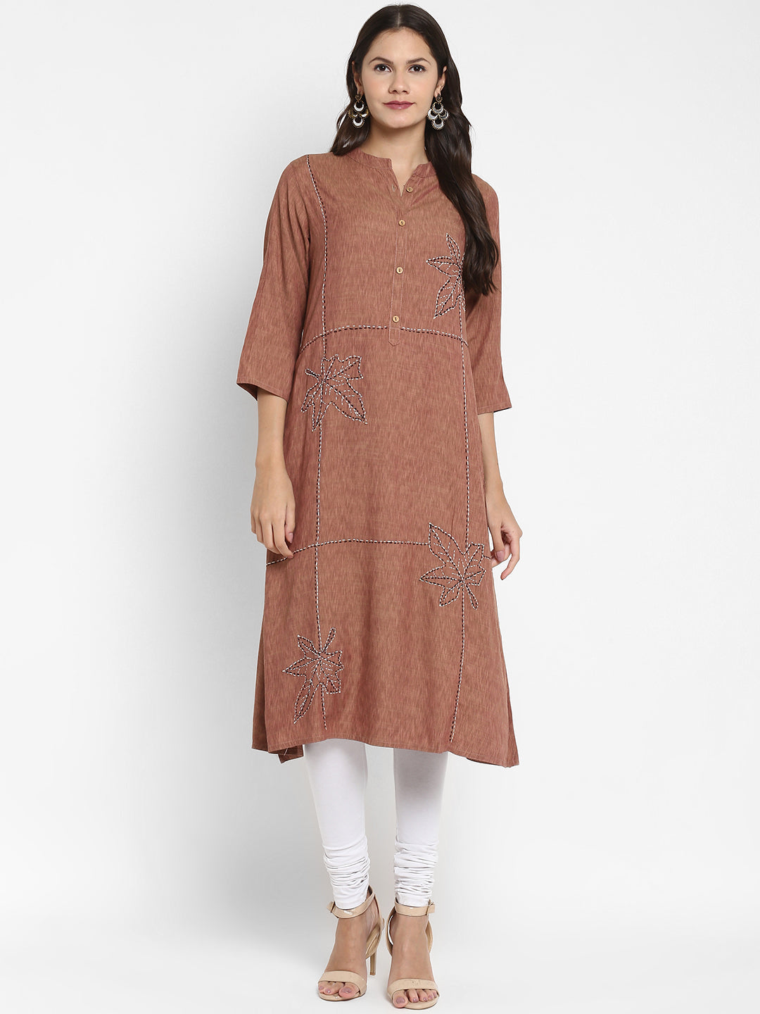 Women's A-Line Brown Kurta By Vbuyz- (1Pc Set)