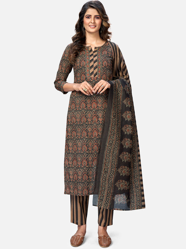 Women's Brown Printed Kurta & Pant With Dupatta By Vbuyz- (3Pcs Set)