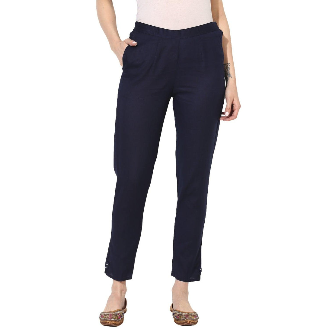 Women's Ankle-Length Relaxed Fit Pants - Noz2Toz - Indiakreations