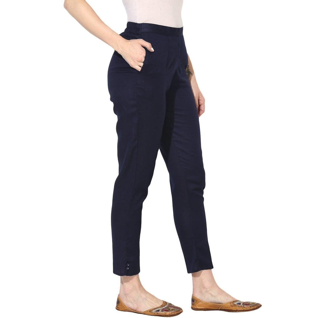 Women's Ankle-Length Relaxed Fit Pants - Noz2Toz - Indiakreations