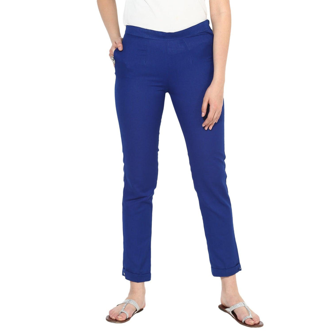 Women's Ankle-Length Relaxed Fit Trousers - Noz2Toz - Indiakreations