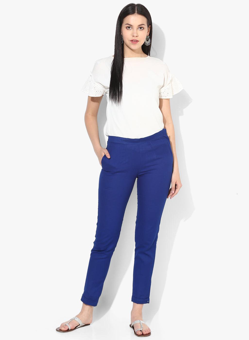 Women's Ankle-Length Relaxed Fit Trousers - Noz2Toz - Indiakreations