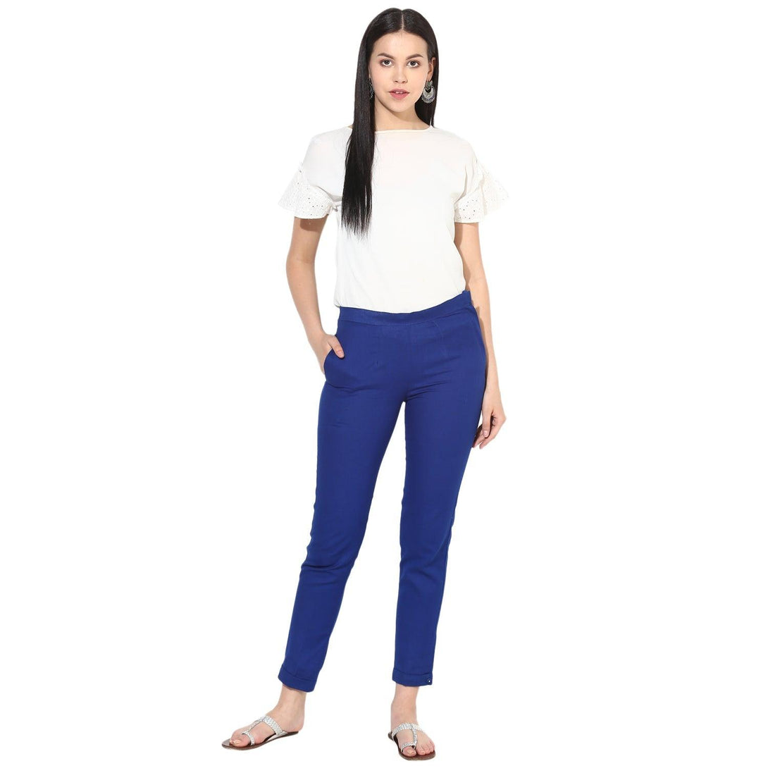 Women's Ankle-Length Relaxed Fit Trousers - Noz2Toz - Indiakreations