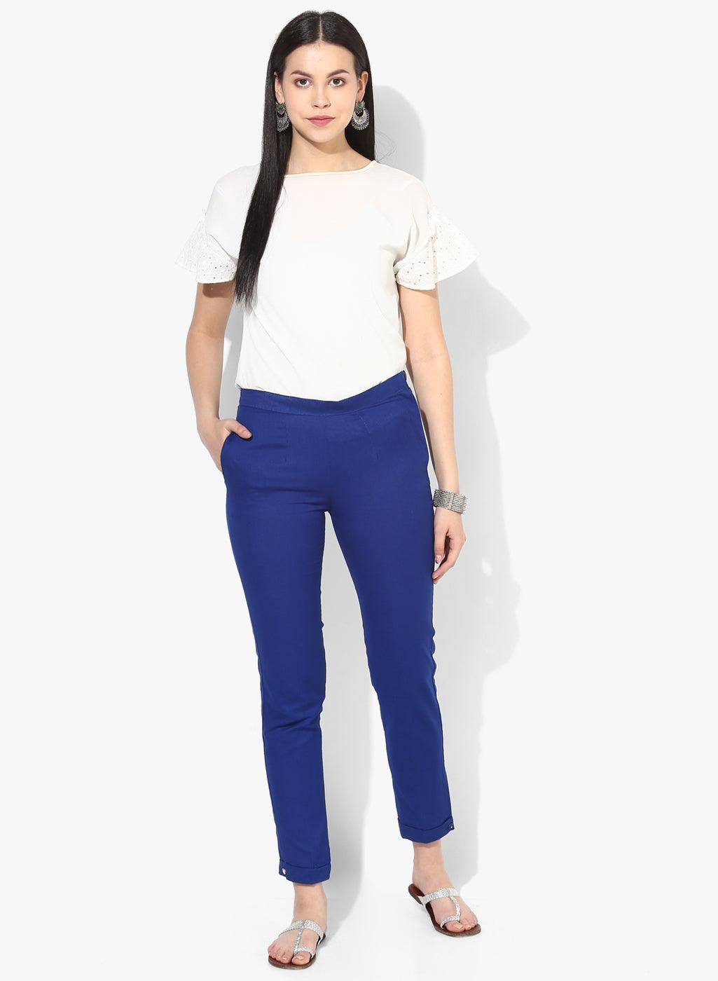 Women's Ankle-Length Relaxed Fit Trousers - Noz2Toz - Indiakreations