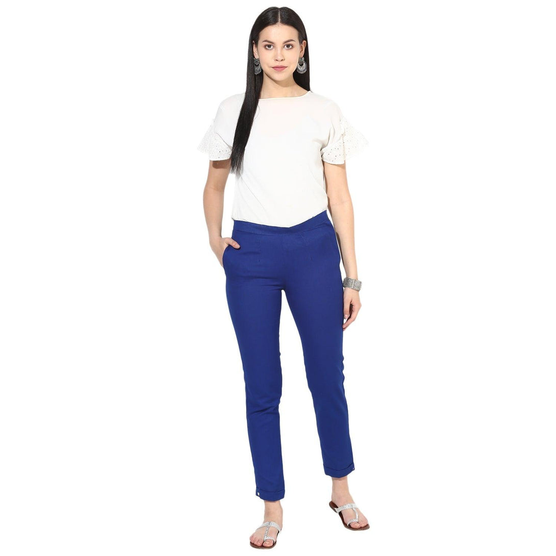 Women's Ankle-Length Relaxed Fit Trousers - Noz2Toz - Indiakreations