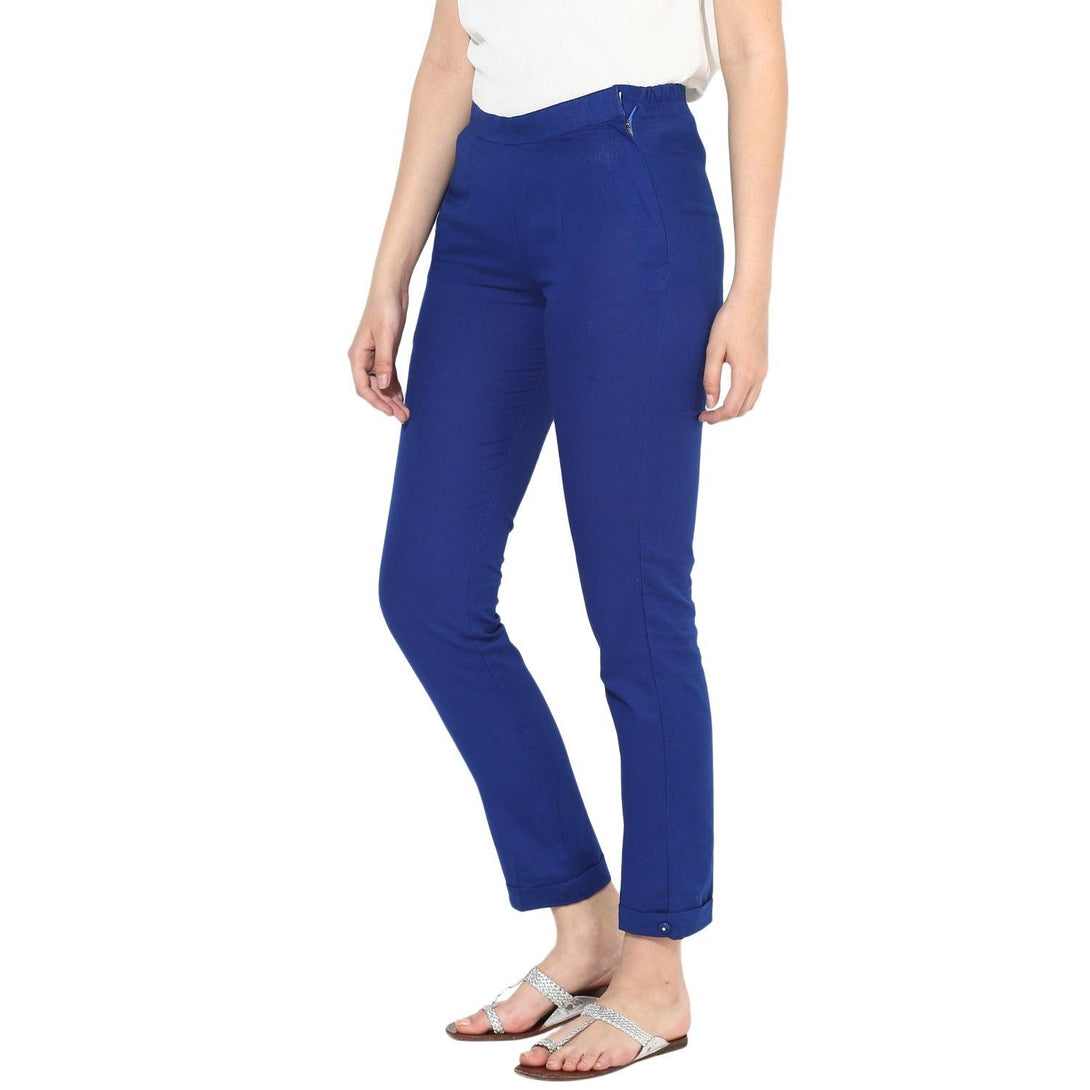 Women's Ankle-Length Relaxed Fit Trousers - Noz2Toz - Indiakreations