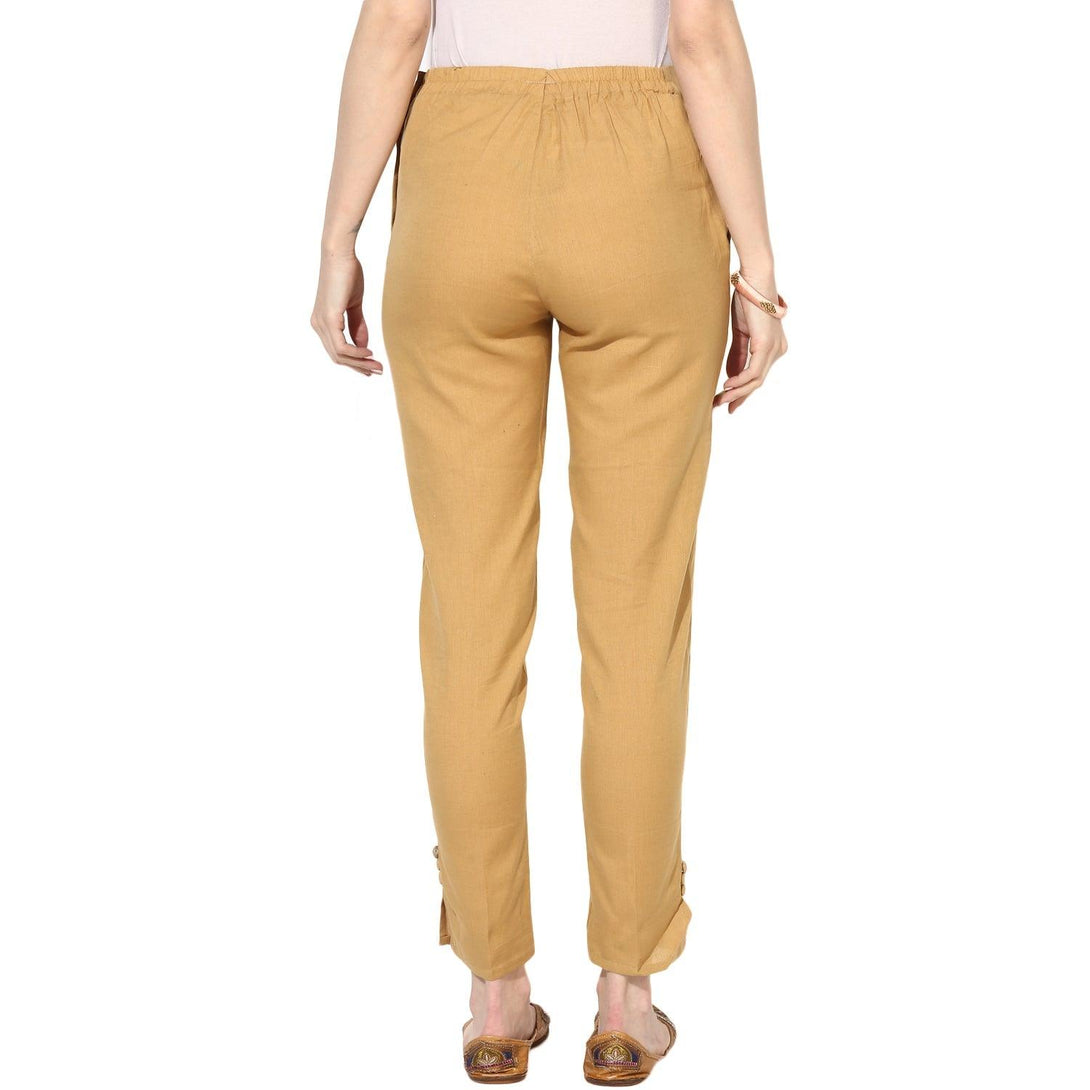 Women's khakhi Relaxed-Fit Pants with Elasticated Waistband - NOZ2TOZ - Indiakreations