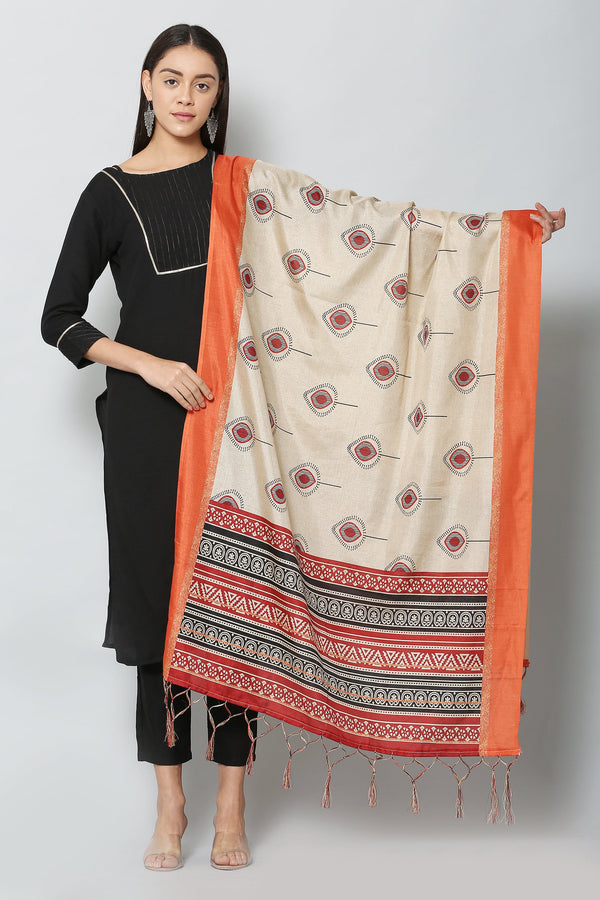 Women's Multicolored Art Silk Digital Printed Dupatta - VAABA