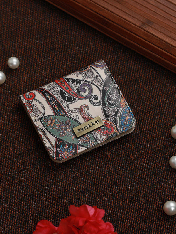 Women's Paisley Kalamkari Floral Two Fold Wallet - Priyaasi - Indiakreations