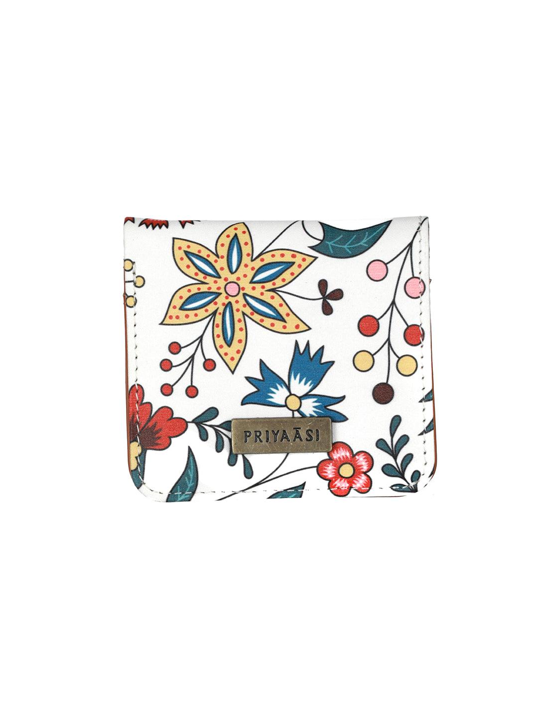 Women's White Tropical Floral Two Fold Wallet - Priyaasi - Indiakreations