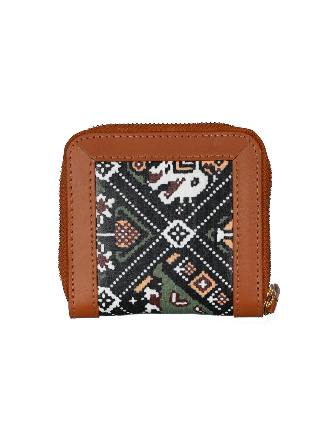 Women's Black Patola Mini Wallet - Priyaasi - Indiakreations