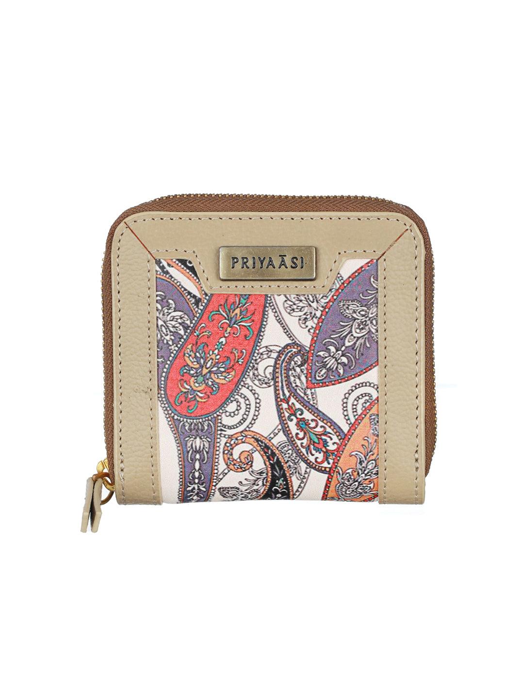 Women's Paisley Kalamkari Floral Mini Wallet - Priyaasi - Indiakreations