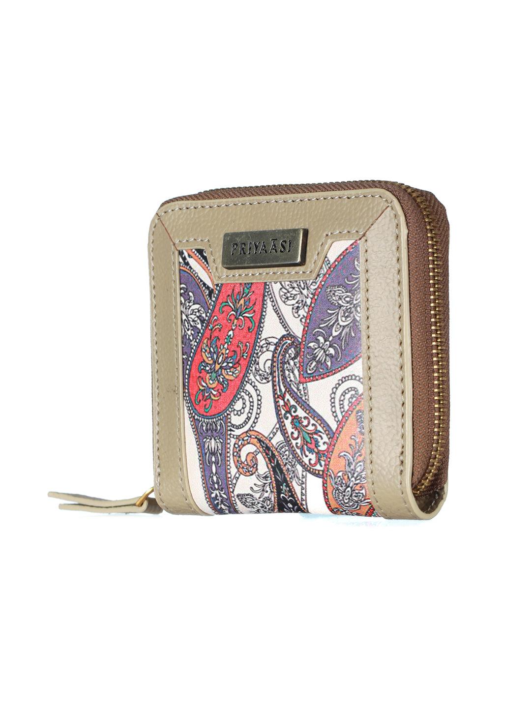 Women's Paisley Kalamkari Floral Mini Wallet - Priyaasi - Indiakreations